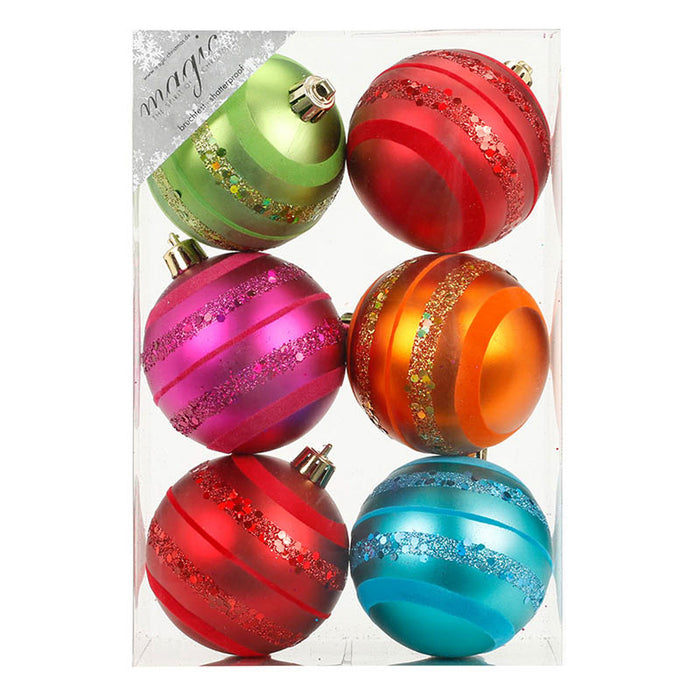 Weihnachtskugeln MilleFiori | Ø 8 cm | 6 Stück | Kunststoff bruchsicher