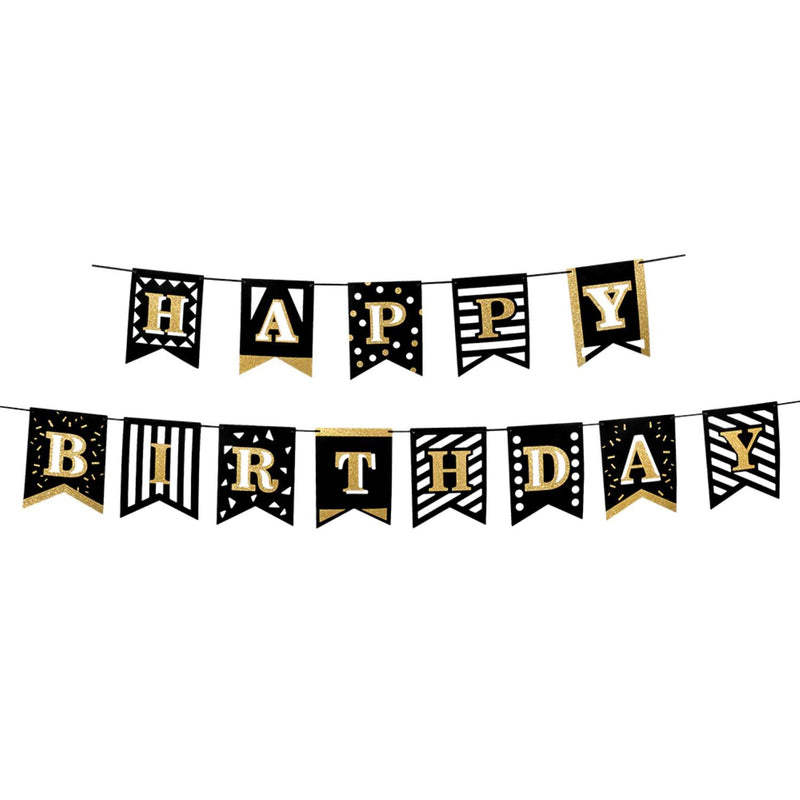 "Party time" Girlande Happy Birthday 2x2 m | Gold