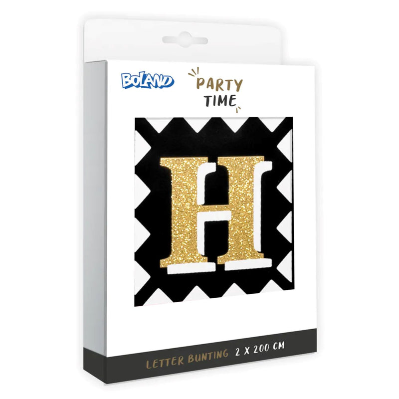 "Party time" Girlande Happy Birthday 2x2 m | Gold