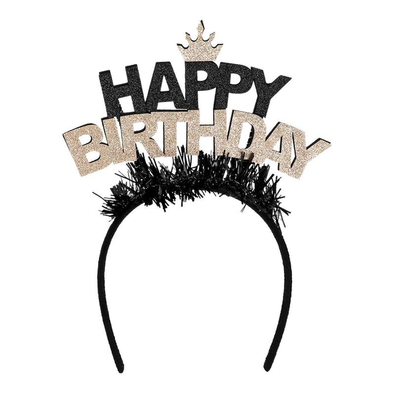 Haarreif "Happy Birthday" Diadem | Gold Schwarz