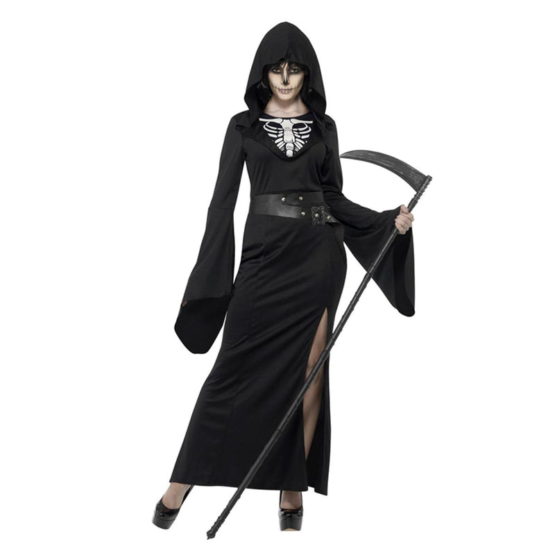 Kostüm Lady Sensenmann / Tod m. Kapuze Gr.XXL