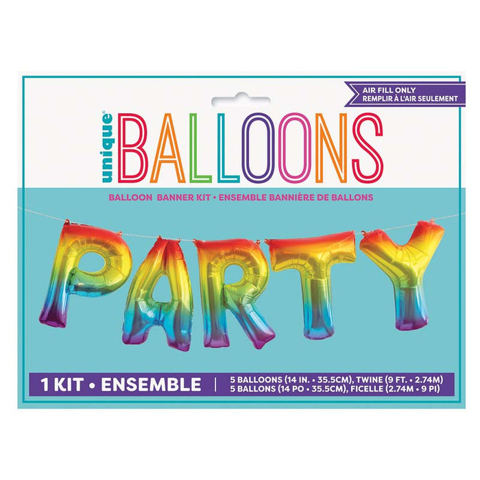 ABC14 Ballongirlande "PARTY" 35cm | Regenbogen