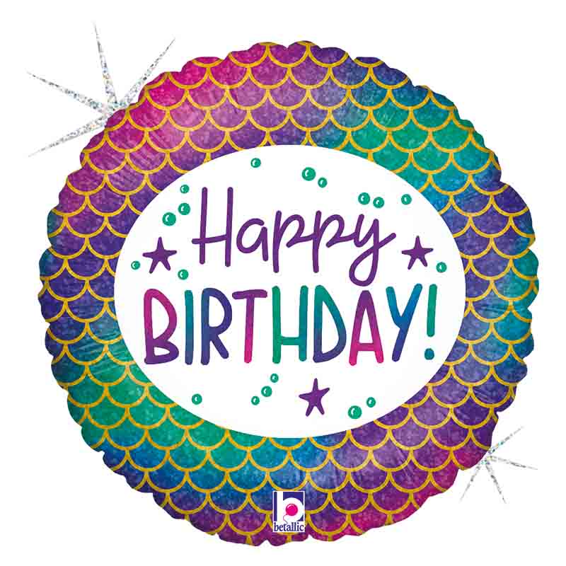 18"/Ø46cm Folienballon "Happy Birthday" Meerjungfrau Glitter