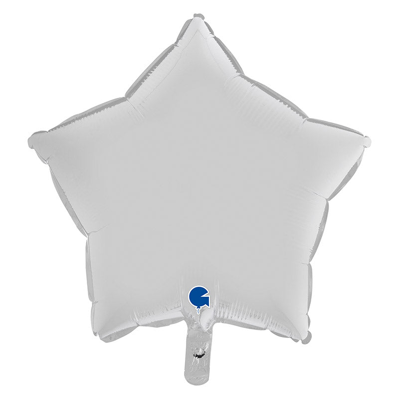 18"/Ø46cm Stern Folienballon Uni | Weiß Satin