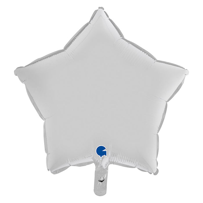 ABC18 Stern Folienballon Uni | Ø 46 cm WeiÃ Satin