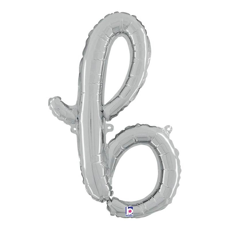 ABC14 Folienballon Buchstabe Skript Silber | B 61 cm