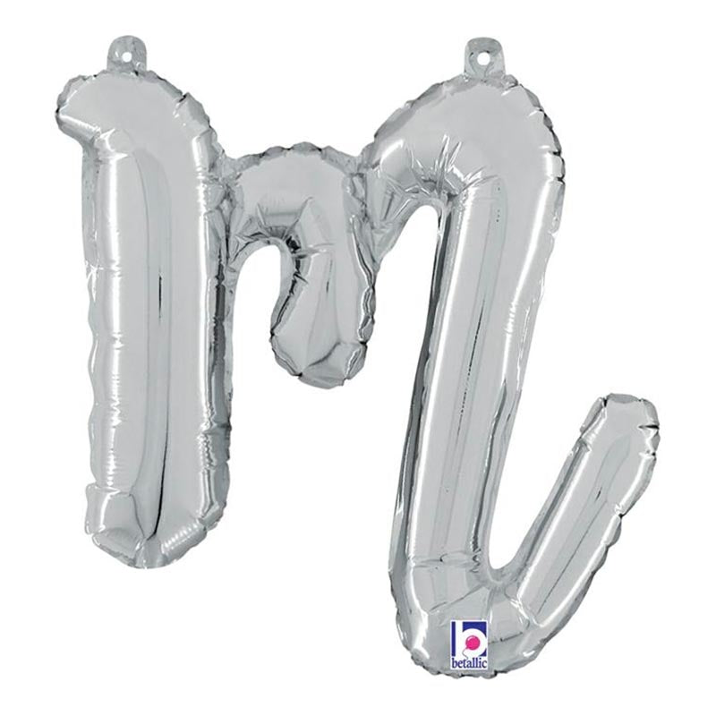 ABC14 Folienballon Buchstabe Skript Silber | M 36 cm