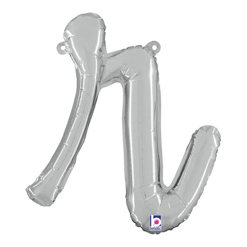 ABC14 Folienballon Buchstabe Skript Silber | R 36 cm
