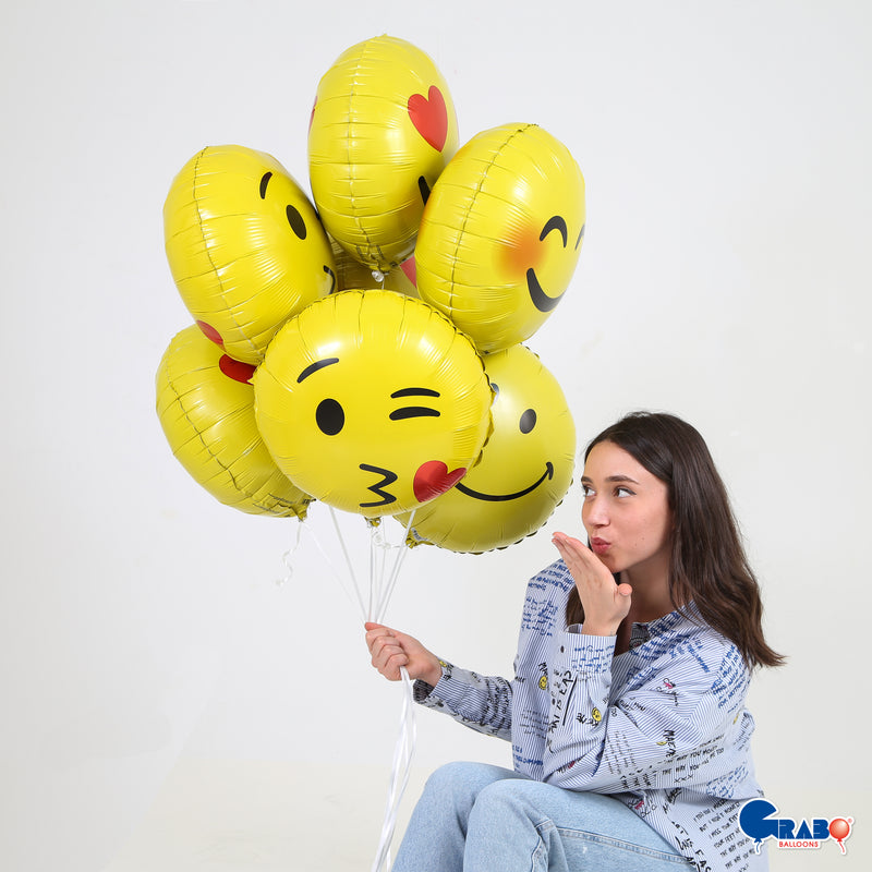 18"/Ø46cm Folienballon "Emoji Hearts"