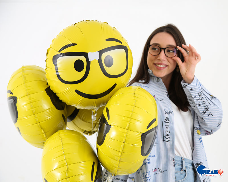 18"/Ø46cm Folienballon "Emoji Hearts"