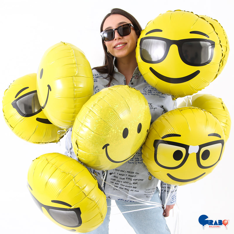 18"/Ø46cm Folienballon "Emoji Hearts"