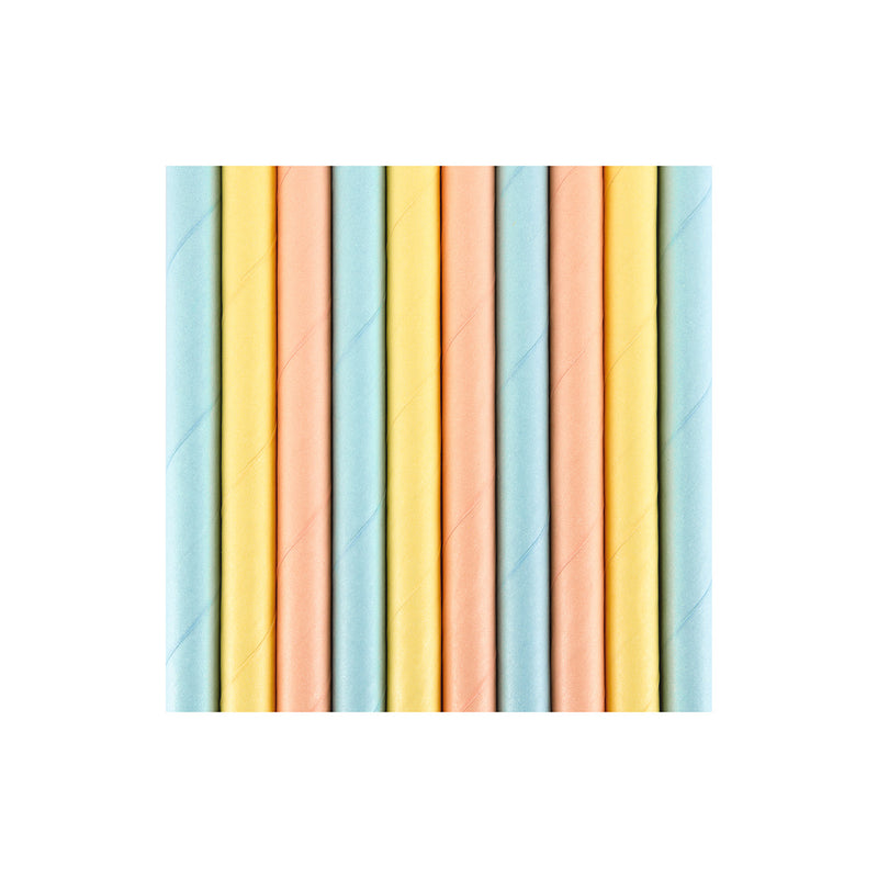 Strohhalm Papier 10Stk./195mm Pastel Bunt
