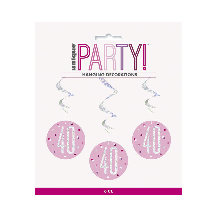 Hängedeko Swirl Glitz #40 Pink 6Stk./81cm
