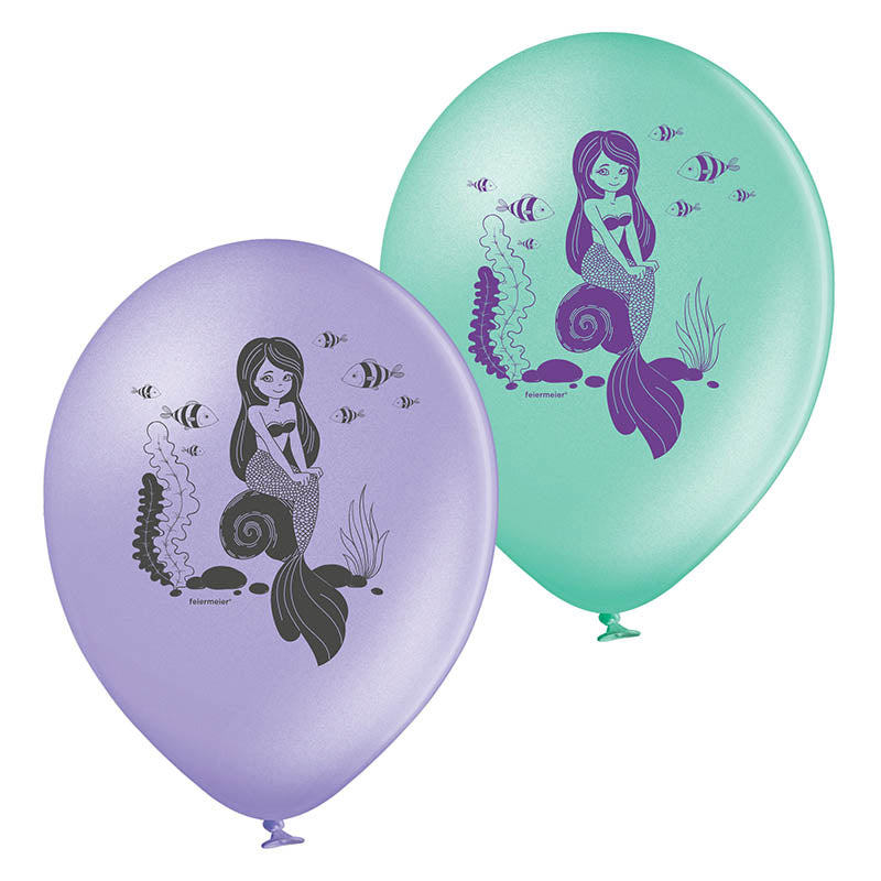 Luftballon Meerjungfrau sitz. ca.33cmØ/6 Stk Lavendel Grün