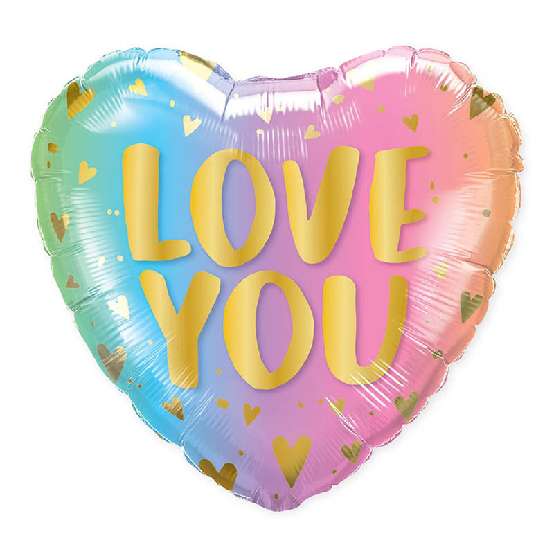 ABC18 Herz Folienballon "Love You" Pastell Ombre | Ø 45 cm