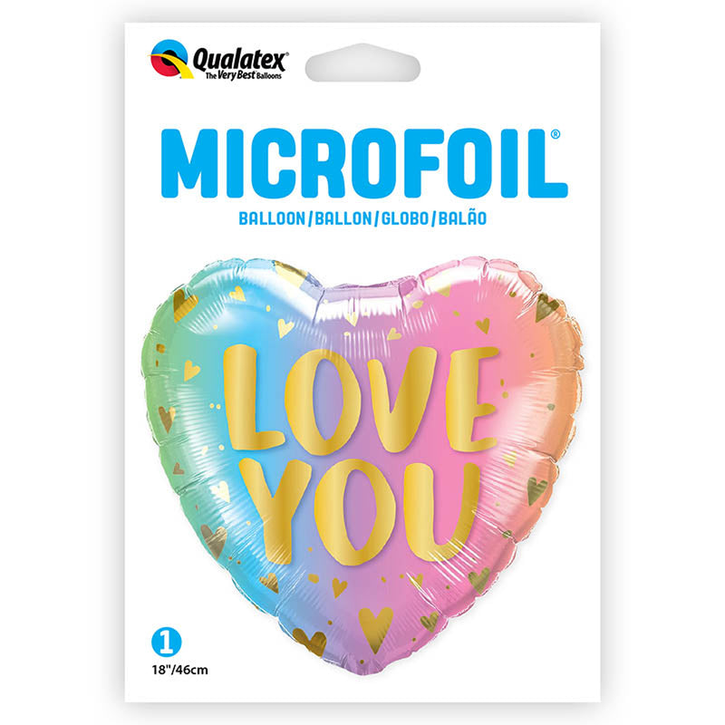 ABC18 Herz Folienballon "Love You" Pastell Ombre | Ø 45 cm