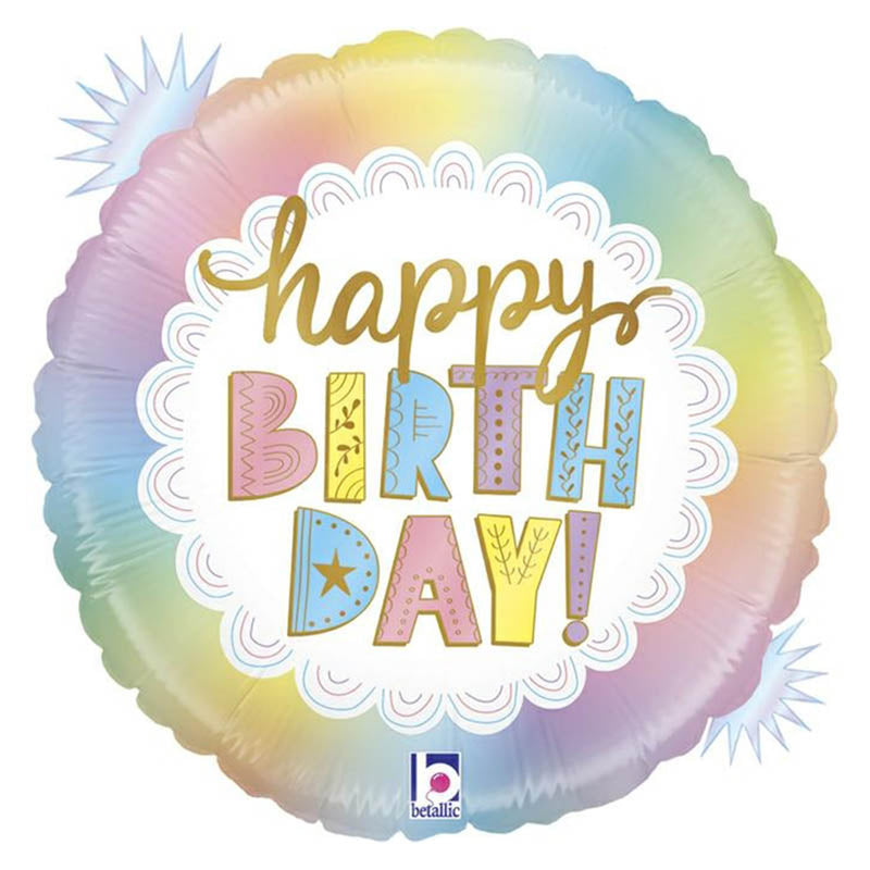 18"/Ø46cm Folienballon "Happy Birthday" Opal