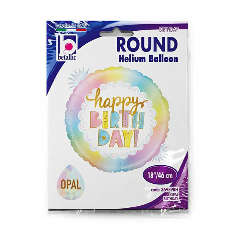18"/Ø46cm Folienballon "Happy Birthday" Opal