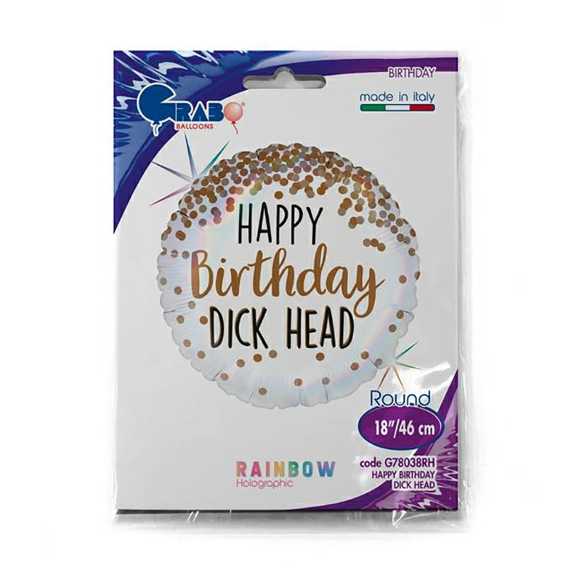 18"/Ø46cm Folienballon "Happy Birthday" Dick Head