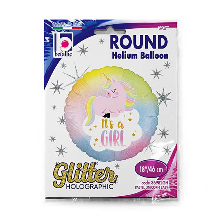 ABC18 Folienballon "It's a Girl Einhorn Baby" | Ø 46 cm Babyparty Dekoration für Mädchen