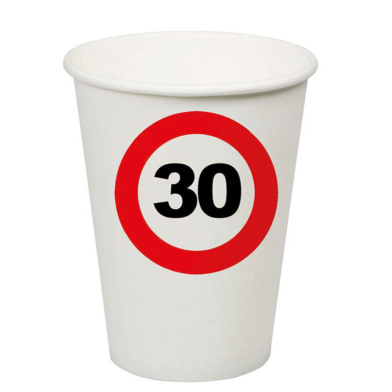 Pappbecher Verkehrsschild #30 | 250ml/8Stk.
