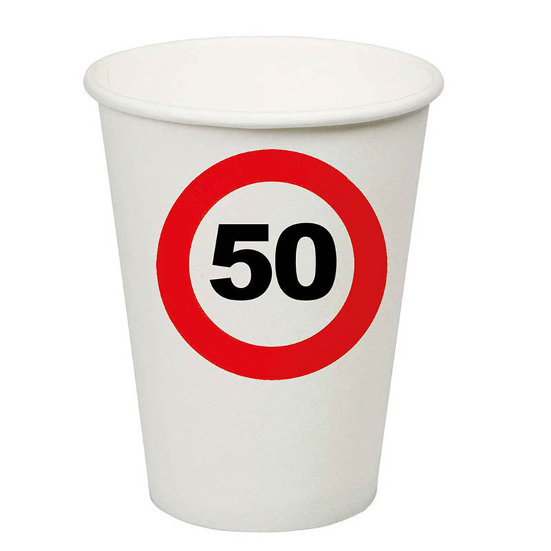 Pappbecher Verkehrsschild #50 | 250ml/8Stk.