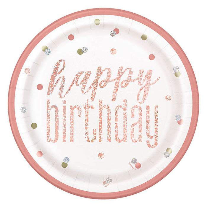 Pappteller HB Glitz | Ø23cm/8Stk. - Rosegold