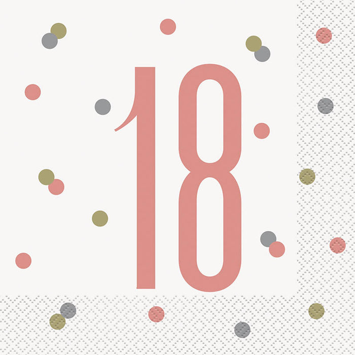 Servietten HB Glitz 16Stk./33x33cm Rosegold #18