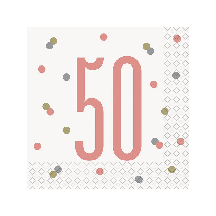 Servietten HB Glitz 16Stk./33x33cm Rosegold #50