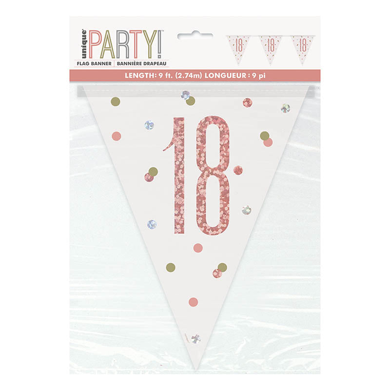 Wimpelkette Happy Birthday Glitz 274cm Rosegold #18