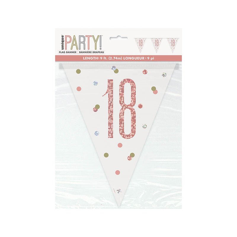 Wimpelkette Happy Birthday Glitz 274cm Rosegold #18