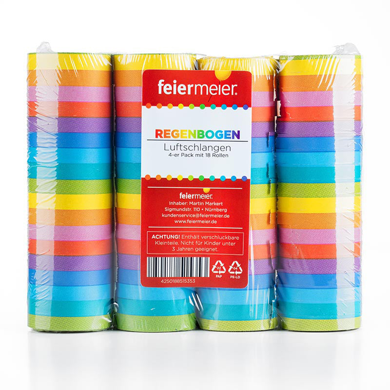 Luftschlangen "Regenbogen" | 4m / 4 Rollen