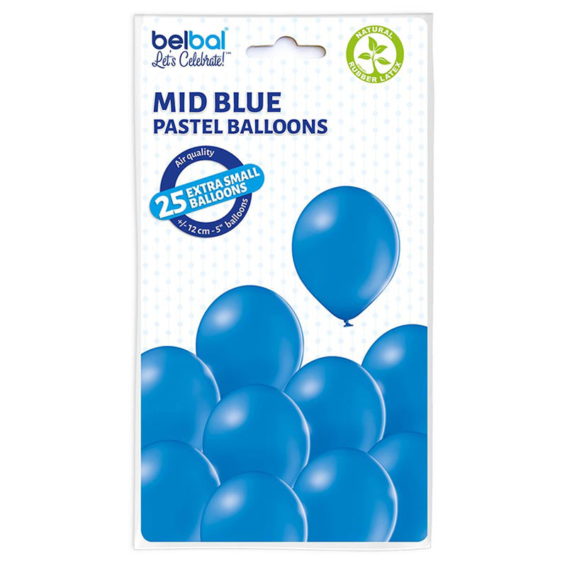25 Stk. Luftballon Unifarben Ø 12cm | Mittelblau #012