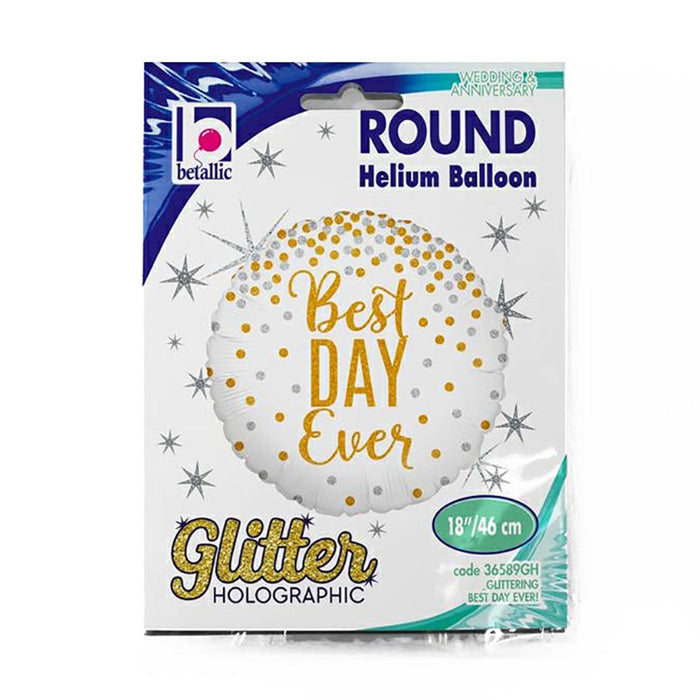 ABC18 Folienballon "Best Day Ever Glittering" | Ø 46 cm
