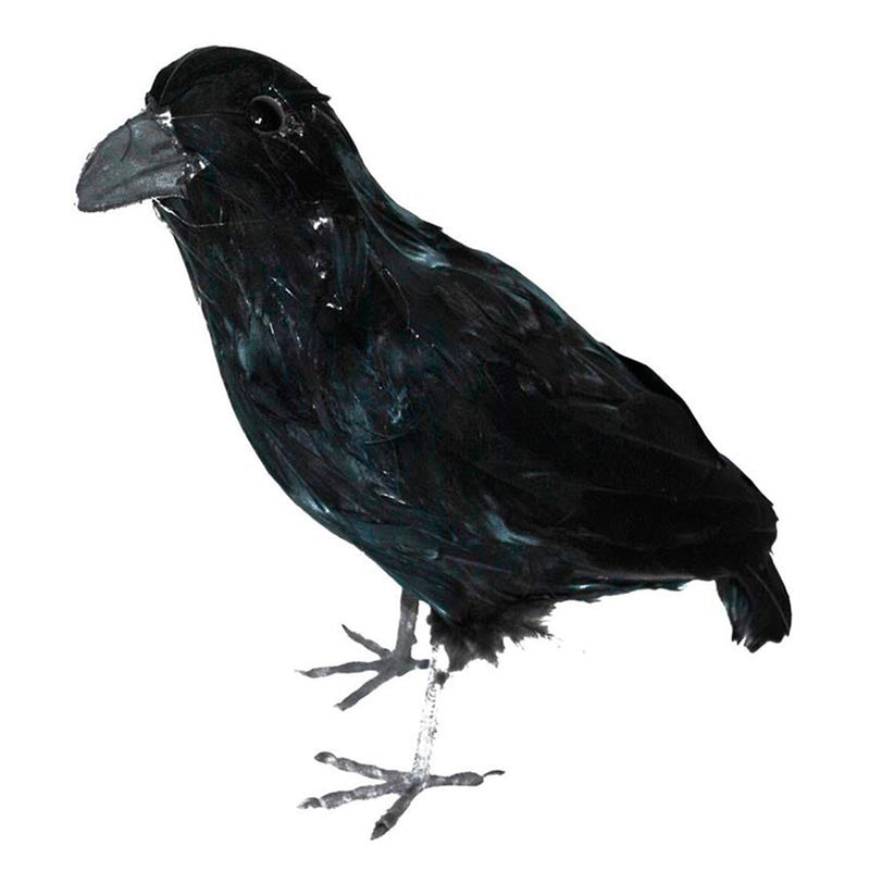Schwarzer Rabe Deko-Vogel mit echten Federn | 30cm