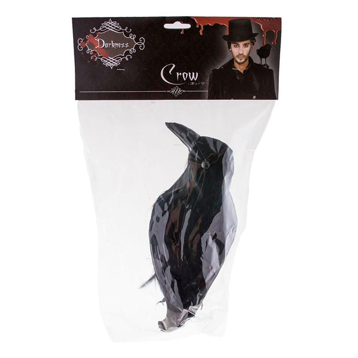 Schwarzer Rabe Deko-Vogel mit echten Federn | 30cm