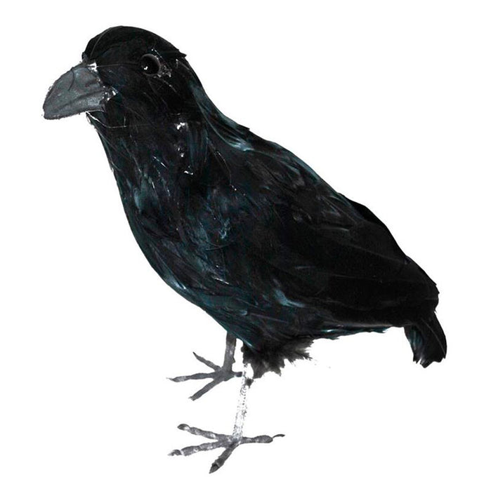 Schwarzer Rabe Deko-Vogel mit echten Federn | 30cm