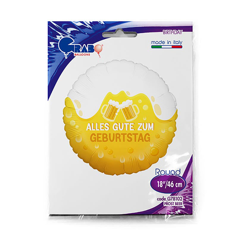 18"/Ø46cm Folienballon "Alles Gute zum Geburtstag Biergläser"