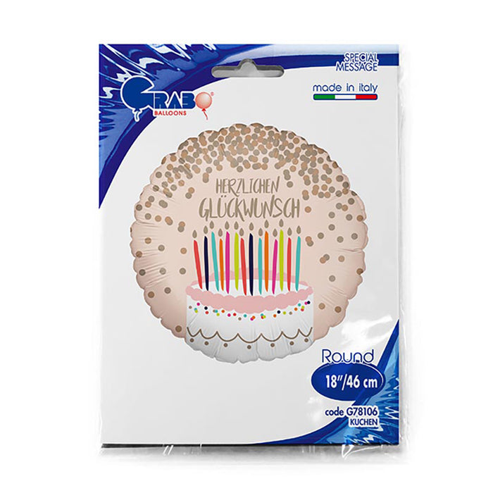 ABC18 Folienballon "Herzlichen GlÃ¼ckwunsch Torte" | Ø 46 cm