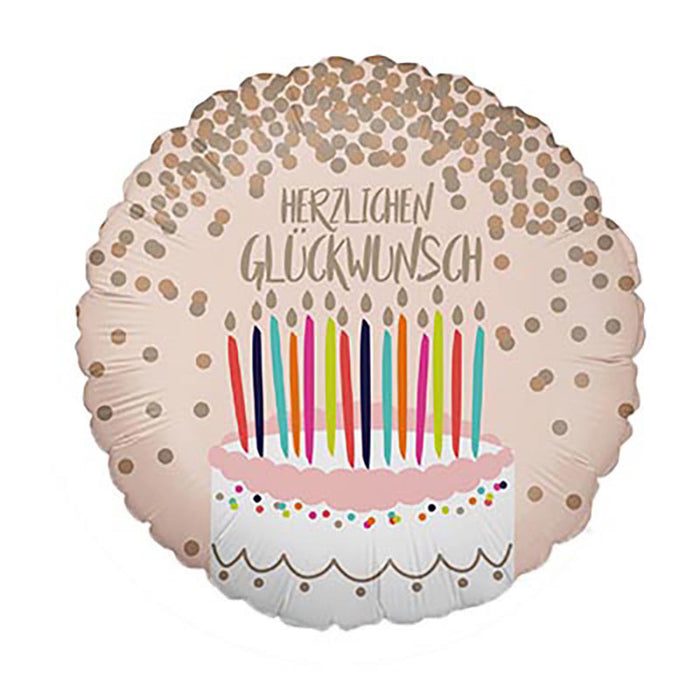 ABC18 Folienballon "Herzlichen GlÃ¼ckwunsch Torte" | Ø 46 cm