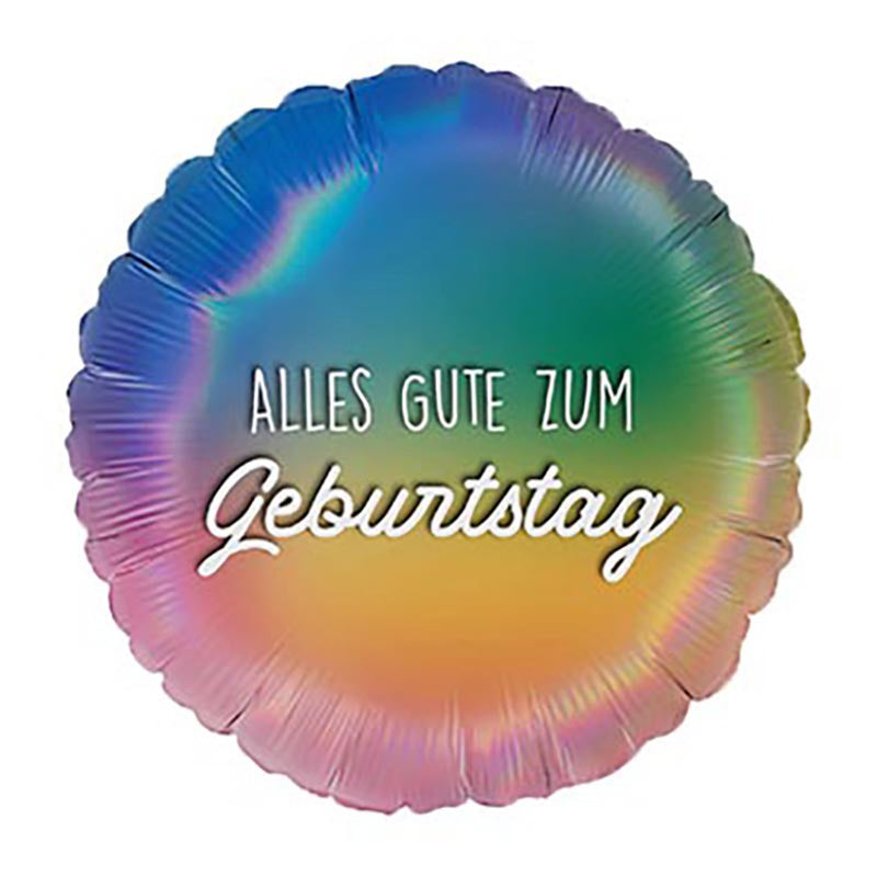 18"/Ø46cm Folienballon "Alles Gute zum Geburtstag Regenbogen" Holo