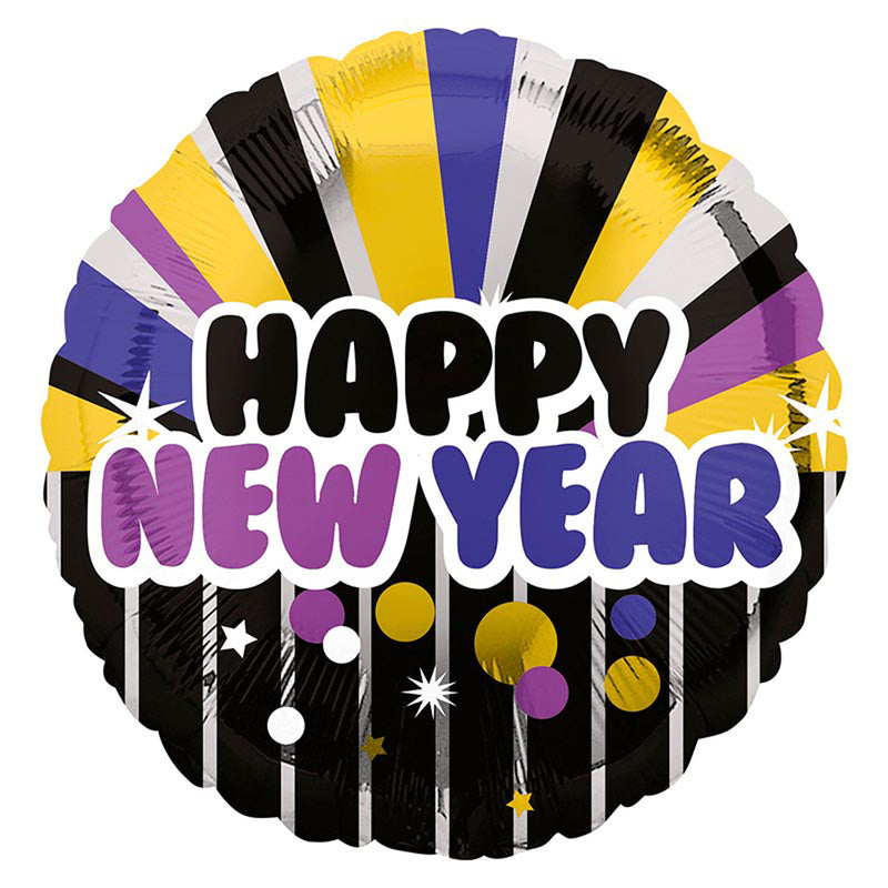 ABC18 Folienballon "Happy New Year" | Ø 45 cm Lila/Gold