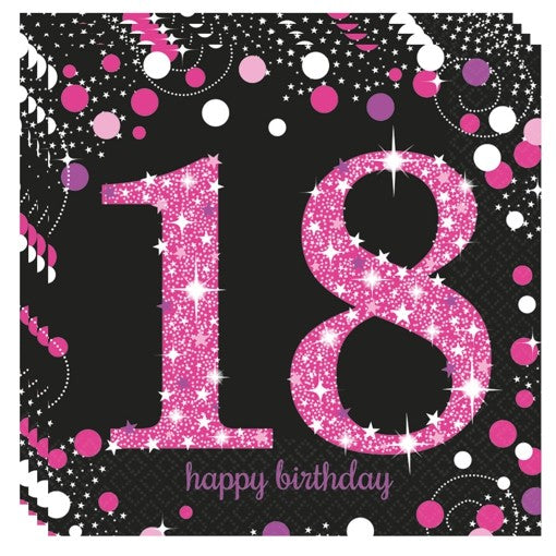 16 Servietten #18 Sparkling 33 x 33cm | Pink