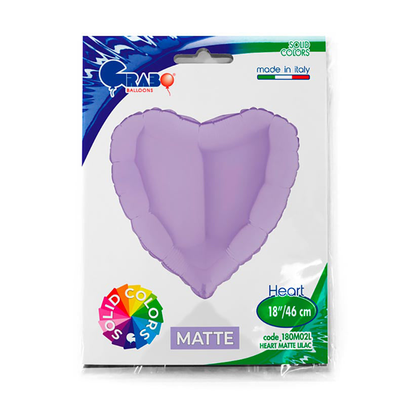 18"/Ø46cm Herz Folienballon  Uni | Lavendel Matte Satin
