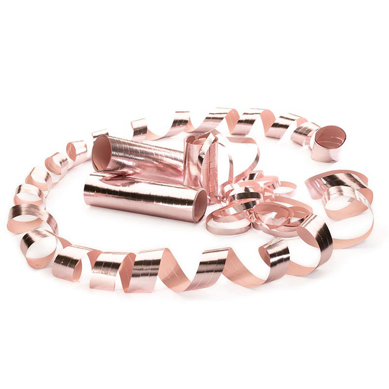 Luftschlangen "Metallic" 4m / 3 Rollen | Roségold