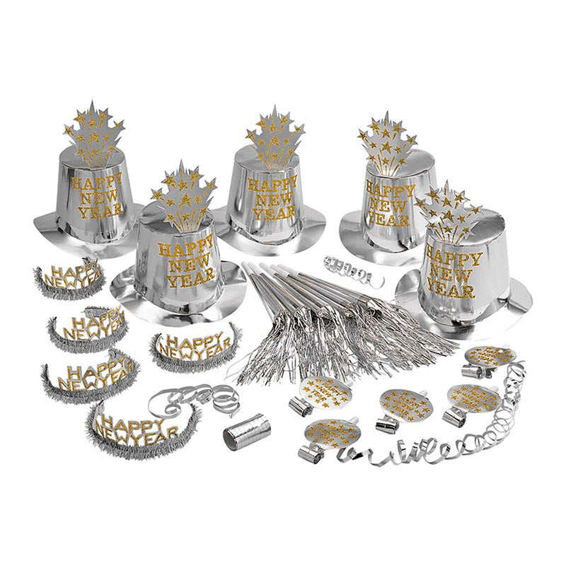 PartySet Happy New Year für 10 Personen silber