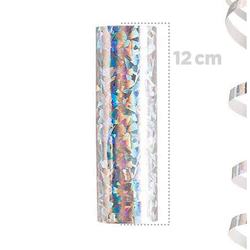 Luftschlangen "Holografisch" 4m / 5 Rollen Gold/Silber