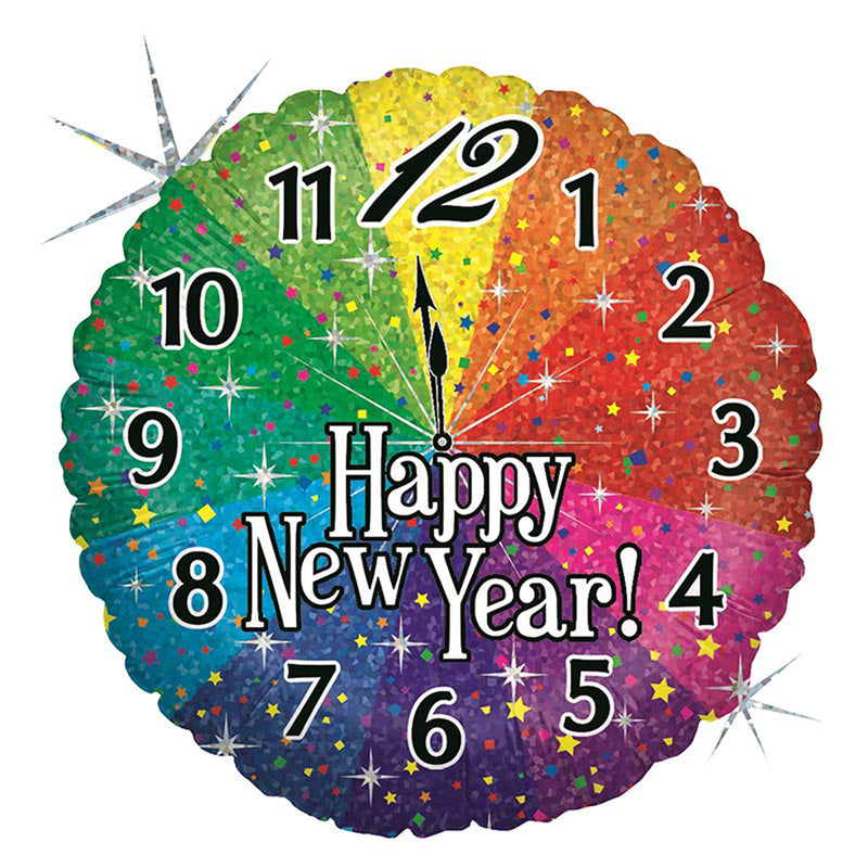 18"/Ø46cm Folienballon "HNY Countdown Holo"