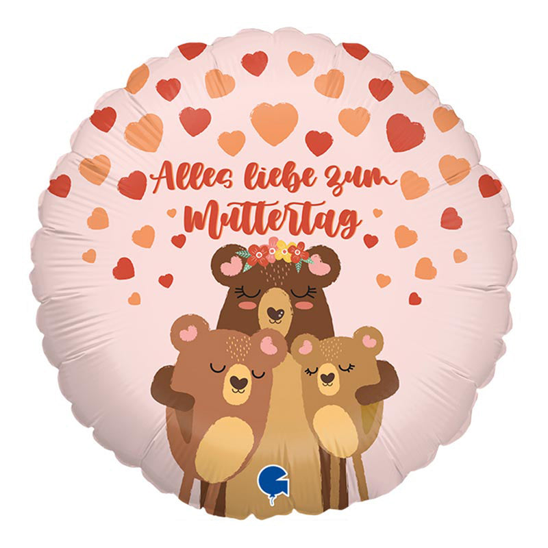18"/Ø46cm Folienballon "Muttertag Bärchen"