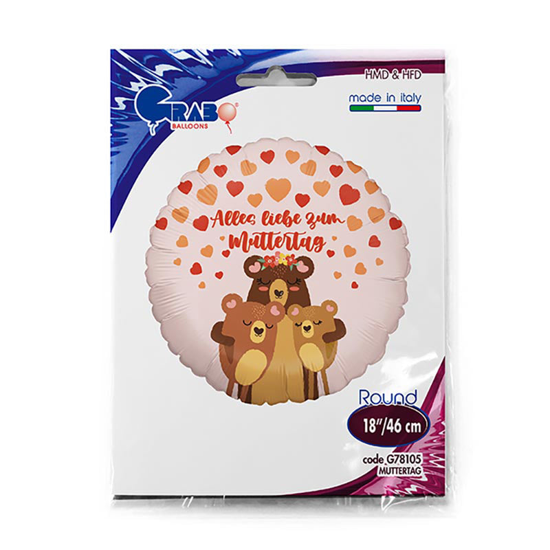 18"/Ø46cm Folienballon "Muttertag Bärchen"